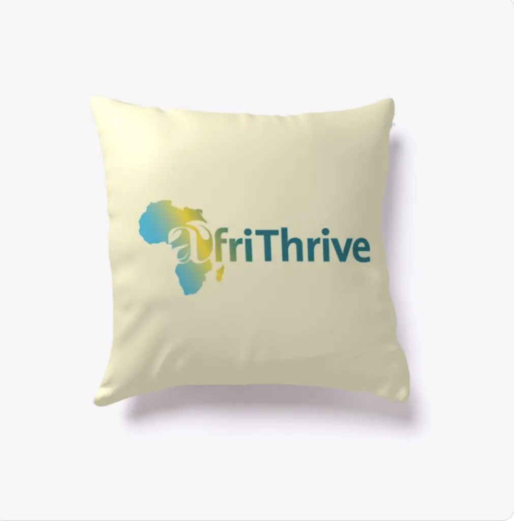 friThrive decorative pillow with Africa logo, proceeds support food access programs